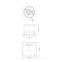 Enchufe oculto de carga rápida estándar de EE. UU. De 20W Forma cuadrada integrada USB 1 Tipo-A 1 Tipo-C oculto en el escritorio para uso industrial