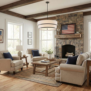 Lámpara Colgante Moderna Nórdica para Decoración de Dormitorio, Marco de Cobre Negro, Pantalla de Tela Blanca, LED, Doble Nivel en Cascada - Product Image 2