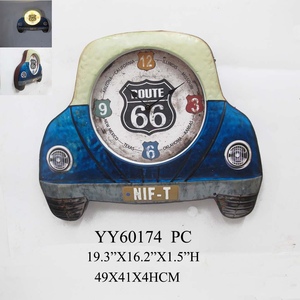 Đồng hồ treo tường kim loại tròn kiểu <span class=keywords><strong>retro</strong></span> hình ô tô dễ thương, đèn ngủ LED bán chạy, trang trí nhà cửa - Product Image 2