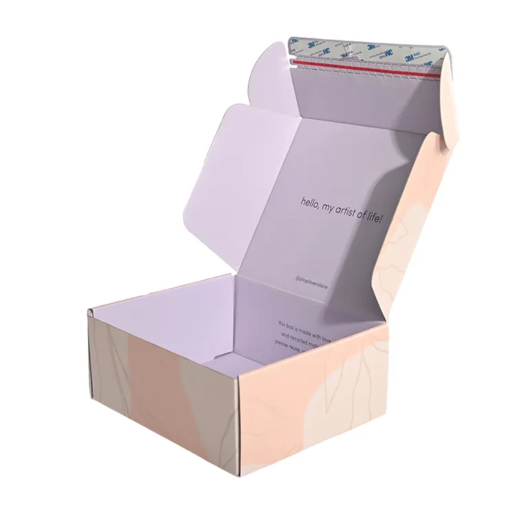 Customized Logo Eco Friendly Pink Skincare Package Corrugated Cardboard Paper Packaging Mailing Postal Shipping Box