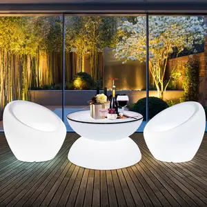 Festa all'aperto salone di mobili a led ricaricabile locale notturno illuminato mobili in plastica set cube led sedie da tavolo a led di illuminazione