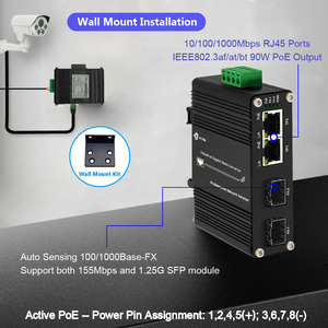 Commutateur Ethernet industriel Gigabit PoE++ 90W, 2 ports <span class=keywords><strong>RJ45</strong></span> 802.3bt, 2 ports fibre SFP, montage <span class=keywords><strong>DIN</strong></span> et <span class=keywords><strong>rail</strong></span> -40 ° C à 80 ° C CE FCC RoHS - Product Image 3