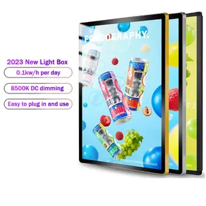 Özelleştirilmiş led manyetik reklam ışık kutusu resim fotoğraf çerçevesi Led yapışkanlı çerçeve Led lambalı poster çerçeve