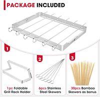 Ensemble de brochettes SEB en acier inoxydable pour barbecue, support de cuisson pliable et réutilisable, 6 brochettes en acier inoxydable de 13 pouces, 30 brochettes en bambou de 12,5 pouces