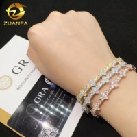 Bracelet Chaîne de Tennis Hip-Hop en Argent Sterling 925 Moissanite VVS Diamant de Laboratoire "Iced Out" Très Vendu