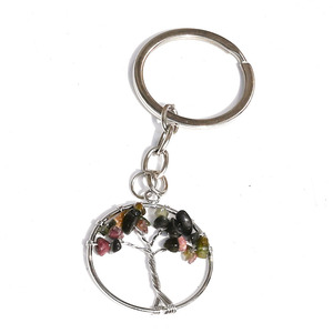 Porte-clés <span class=keywords><strong>Arbre</strong></span> <span class=keywords><strong>de</strong></span> <span class=keywords><strong>Vie</strong></span> en Pierre Semi-Précieuse Naturelle, Pendentif Tressé en Pierre Brute et Pierre Concassée, et Ornement Suspendu - Product Image 3