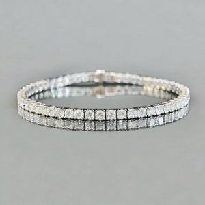 Bracelet tennis en or massif 14 carats, diamant de laboratoire taille brillant, 2,3 mm, quatre griffes, rangée complète de diamants, best-seller tendance - Product Image 1