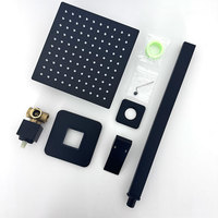 Kit de douche monofonctionnel, système de douche carré à effet pluie avec bras de douche extra long pour salles de bain