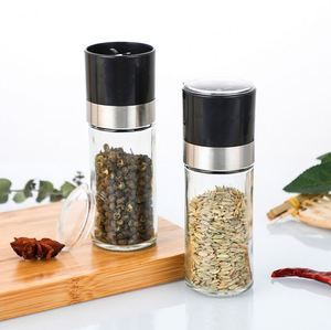 Wholesale 3oz <b>Mini</b> Ceramic Hand <b>Grinder</b> Jar 100ml Manual Glass Spice and Salt Pepper Mill <b>Grinder</b> Round Bottle for Kitchen Use - Product Image 3