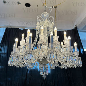 Candelabro de cristal K9 de lujo plateado personalizado, iluminación de villas modernas, candelabro de cascada de techo alto - Product Image 1