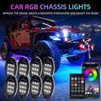 Lumières de roche LED RVB de haute qualité avec télécommande APP étanche 9 Led pour voiture camion dessous de caisse Led Rock Light accessoires de voiture