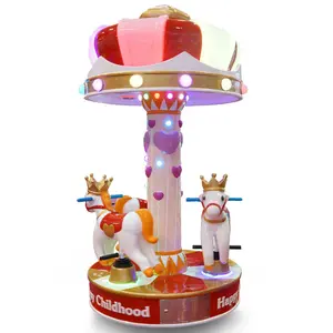 Coin Operated 3 People Merry Go Round Amusement Ride Indoor Mini Carousel Kiddy Ride Carousel Horse for Sale
