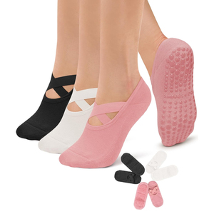 Calcetines de Yoga con Suela Gruesa y Correa de Color Puro, 100% Algodón Tejido, Transpirables, Antideslizantes, con Puño, Logotipo Personalizado Disponible, Venta al Por Mayor - Product Image 1