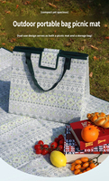 Tapis de pique-nique pliable d'extérieur avec sac de transport, imperméable et résistant à l'humidité, imprimé géométrique bohème, couverture de plage et de camping, rangement portable et pratique