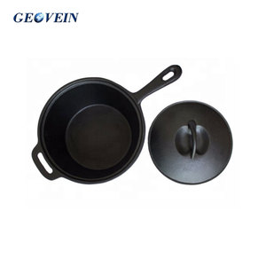 Marmite et casserole de camping en <span class=keywords><strong>fonte</strong></span> pré-assaisonnée Geovein avec poignée et couvercle en fer - Product Image 5