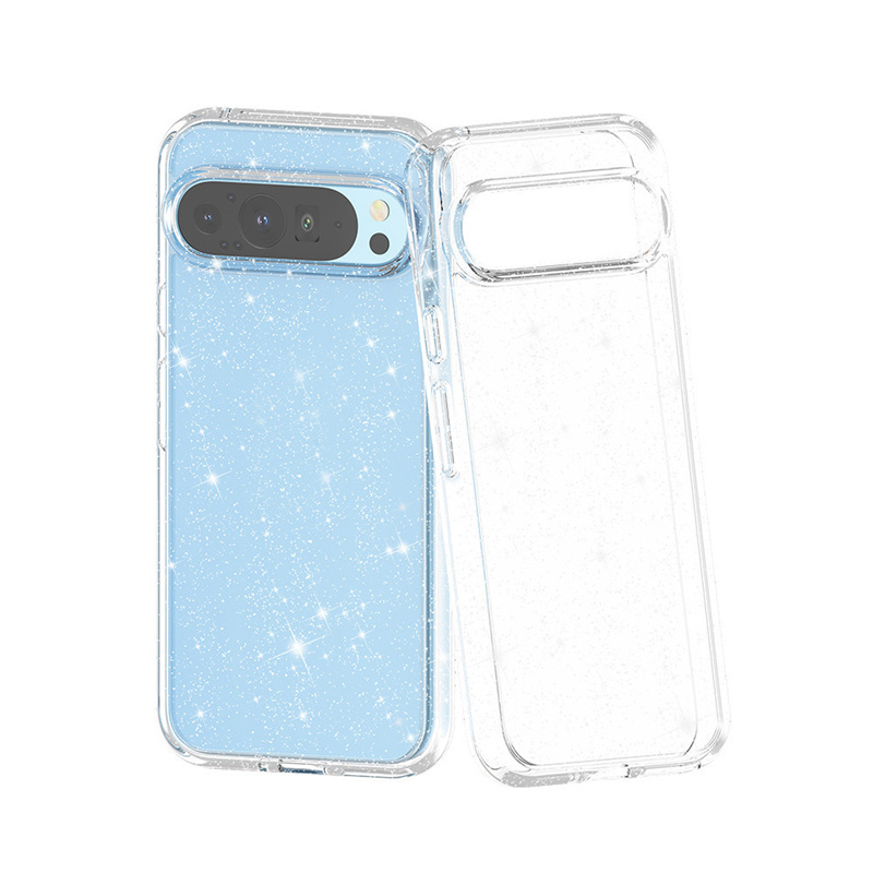 IMEIKONST Custodia Con Glitter Liquidi Per Google Pixel 9 / 9 Pro – Cover In TPU Trasparente Con Effetto Sabbie Mobili, Colore Love Silver - 2