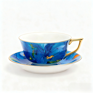 Tazzine da Caffè Ecologiche in Porcellana Bone China Yayu Gao, Design Contemporaneo con Piattini, Confezione Regalo per Tè del Pomeriggio Inglese - Product Image 1