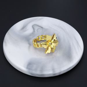 Jxx Wholesale Women's 24K Gold Plated Simple Charm Jewelry <b>Set</b> Flower Pattern Open <b>Bangle</b> Ring for Weddings Parties Gift Giving - Product Image 5