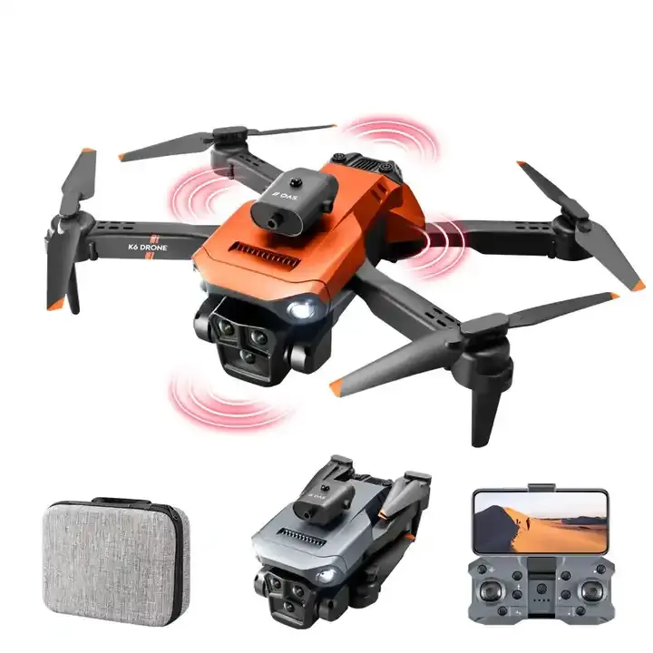 K6 Max Orange Black 4K FPV RC Drones with 3 Cameras profesional drones mini drone with camera