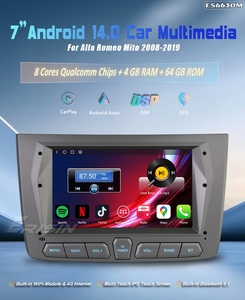 Erisin ES6630M 7 Pulgadas 64G <span class=keywords><strong>Android</strong></span> 14 GPS DSP Carplay Inalámbrico <span class=keywords><strong>Android</strong></span> <span class=keywords><strong>Auto</strong></span> TV USB para Reproductor <span class=keywords><strong>Alfa</strong></span> Romeo <span class=keywords><strong>Mito</strong></span> Estéreo para <span class=keywords><strong>Auto</strong></span> - Product Image 2