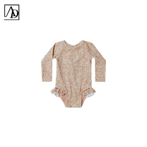 ملابس سباحة صيفية لطيفة للبنات الرضع والأطفال الصغار بنمط حيوانات وأكمام طويلة للحماية من الشمس سريعة الجفاف مصنوعة من البوليستر/النايلون - Product Image 5