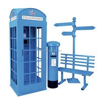 NINI Cabine téléphonique en fer forgé peinte sur mesure, ensemble complet pour mariages, maison/fêtes, thème mariage bleu