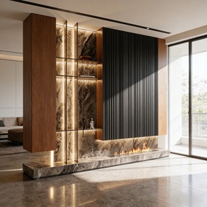 Mueble <span class=keywords><strong>para</strong></span> TV moderno con panel de mármol, mesa <span class=keywords><strong>para</strong></span> TV de madera <span class=keywords><strong>para</strong></span> sala de estar, mueble de madera maciza de lujo personalizado <span class=keywords><strong>para</strong></span> el hogar - Product Image 2