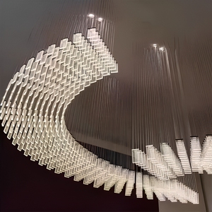 Lustre suspendu en acrylique en spirale, design moderne et personnalisé, simple, pour hall d'hôtel, villa, salon - Product Image 1