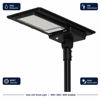 Lampadaire solaire 80W monté sur poteau, étanche IP65 pour l'éclairage des rues et extérieur