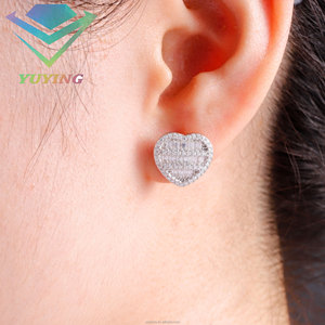 VVS moissanite GRA certificate 925 <b>silver</b> 18K gold plated heart shape earring Round Brilliant Cut claw setting fashion earring - Product Image 5