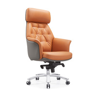 Chaise de bureau haut de gamme en PVC avec cadre en alliage d'aluminium, mécanisme de levage à gaz à quatre niveaux, base cinq étoiles sans roulettes, dossier haut ergonomique