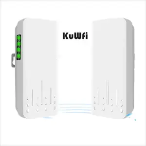 OEM KuWFi 300 Мбит/с, большой радиус действия 2 км, охват Wi-Fi, точка-точка, расширенная сеть, белый наружный беспроводной мост для ip-камеры