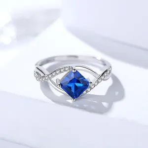 Bán Buôn Sang Trọng Sapphire Đồ Trang Sức Tốt Set 925 Sterling Bạc Infinity Mặt Dây Chuyền Vòng Cổ Bông Tai Nhẫn Cho Phụ Nữ