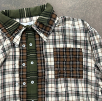 Fabricant personnalisé Patchwork couleur bloc bouton à carreaux trois couches flanelle chemises à manches longues pour hommes