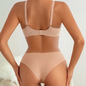 Women Seamless Wireless Jelly Strip Support <strong>Bra</strong> and <strong>Panty</strong> <strong>Set</strong> Deep V Push up Invisible Underwear Soft Comfort <strong>Set</strong> - Product Image 3