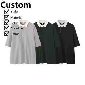 เสื้อโปโลโอเวอร์ไซส์ผ้าฝ้าย100% ทรงหลวมเสื้อโปโลพิมพ์ลาย DTG กำหนดได้เอง - Product Image 2