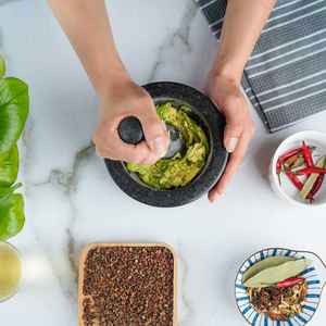 ครกหินแกรนิตสีดำรักษ์โลก สำหรับบดกาแฟและเครื่องเทศที่บ้าน ขนาด 16*8 นิ้ว พร้อมบรรจุภัณฑ์แบบกำหนดเองได้ - Product Image 5