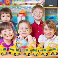 Gobelets jetables en PP avec couvercle pour fête d'anniversaire sur le thème du bus scolaire jaune pour enfants, avec motif de dessin animé