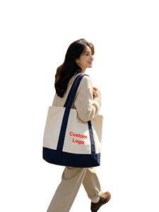Promotional Fashion Colored <b>Shopping</b> <b>Tote</b> <b>Bag</b> Custom Splicing Portable Canvas Cotton Custom Printed Logo Large Capacity Women's - Product Image 3