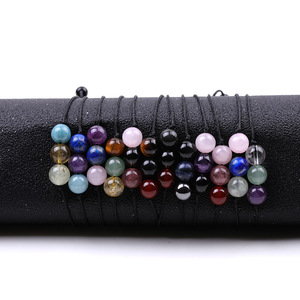 Modische Großhandels-Armbänder zum Fabrikpreis: 3 Farben, Rotes Tigerauge, Amethyst, Achat, Kristall-Strass-Perlen, Geflochtenes Seil, 18K - Product Image 6