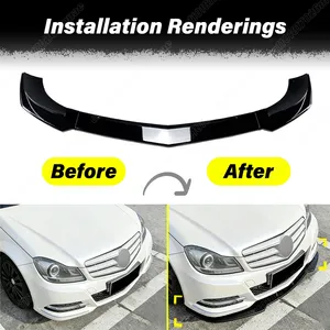สำหรับเมอร์เซเดสเบนซ์ ซี คลาส W204 S204 ปี 2011 2012 2013 2014 ชุดอุปกรณ์ตกแต่งสปอยเลอร์กันชนหน้ารถยนต์ - Product Image 2