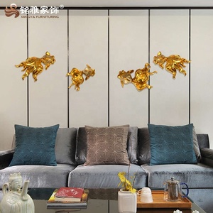 <span class=keywords><strong>Fondo</strong></span> de decoración del hogar pez dorado colgante de pared escultura de resina - Product Image 5