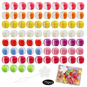 75 perles colorées pour cheveux, grand trou, acrylique transparent, perles jumbo pour <span class=keywords><strong>tresses</strong></span>, dreadlocks, accessoires pour cheveux d'enfants - Product Image 2