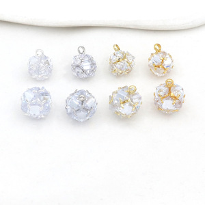 Wholesale diamond ball pendant, 14K gold-plated, color-preserving, zircon-<b>set</b>, round ball pendant, DIY necklace, jewelry, D103 - Product Image 3
