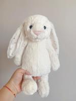 Boneka Kelinci Jellcatt UK Lucu Warna Putih, Kelinci Pemalu Bermotif Bintang dengan Telinga Panjang