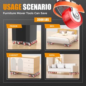 Carro para muebles de alta resistencia de 2000 libras, acero al carbono con ruedas de 360 °, deslizadores antideslizantes y elevador para muebles, sofá, <span class=keywords><strong>piano</strong></span> - Product Image 5