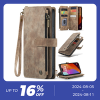 Étui de protection CaseMe pour S23 Ultra avec recharge sans fil, antichoc, portefeuille, en cuir artificiel
