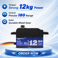Servomoteur numérique FFTY Brushless à engrenages métalliques, corps court standard, 12 kg, pour avion modèle, voiture jouet, robot, voiture RC