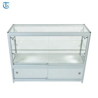 Verre trempé avec cadre en aluminium pour téléphone portable, vitrine de vitrine avec lumières led