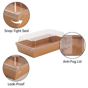Boîte d'emballage alimentaire jetable en papier kraft avec couvercle transparent en PET, carrée, pour gâteaux, sandwichs, croissants, pâtisseries, boulangerie, <span class=keywords><strong>à</strong></span> <span class=keywords><strong>emporter</strong></span> - Product Image 3